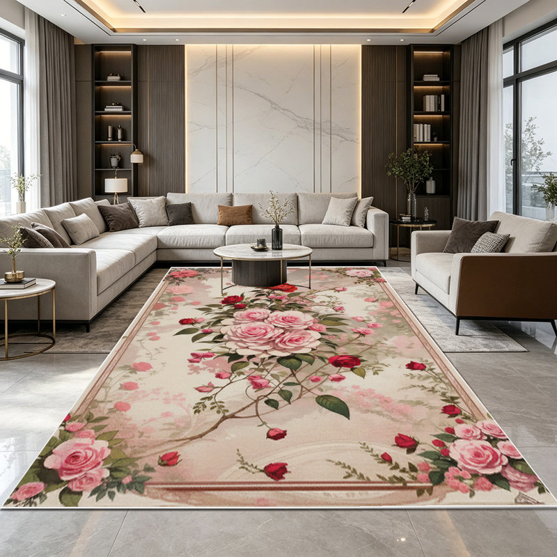 1PC Vintage Pink Red Rose Floral Print area rugs, Soft and Comfortable, easy-to-maintain, machine washable Indoor floor mat, suitable for living room, bedroom, dining area, entryway, patio, balcony, Home Decor, Outdoor Decor.