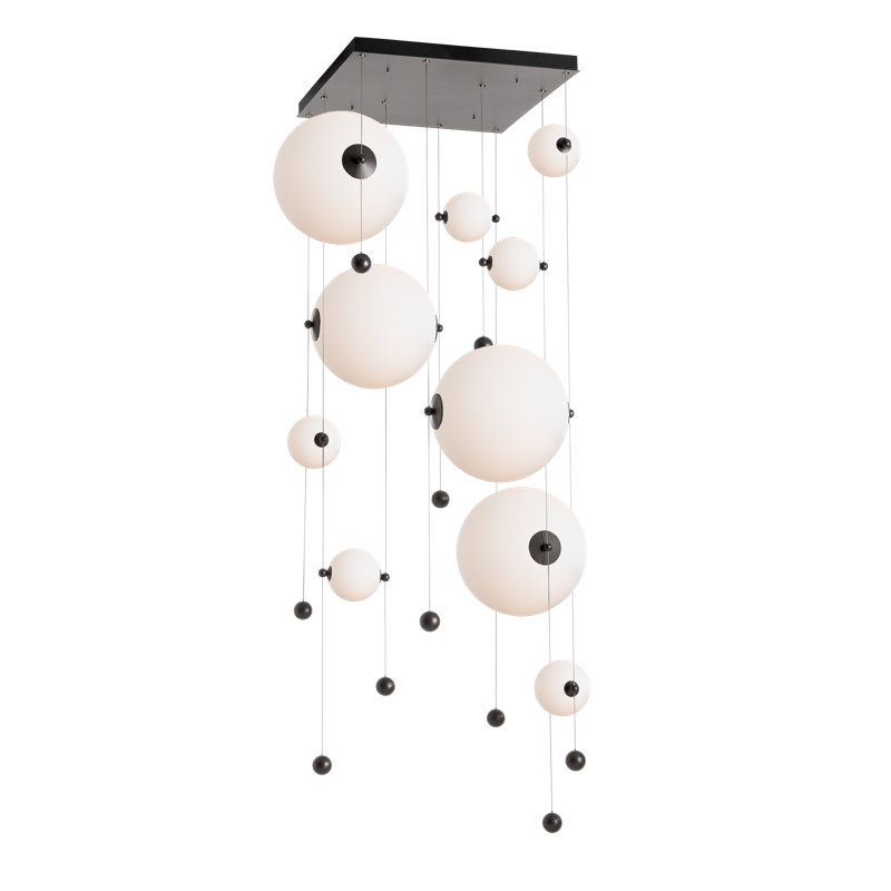 Abacus 10 - Light Cluster Globe LED Pendant, Opal, Dark Smoke