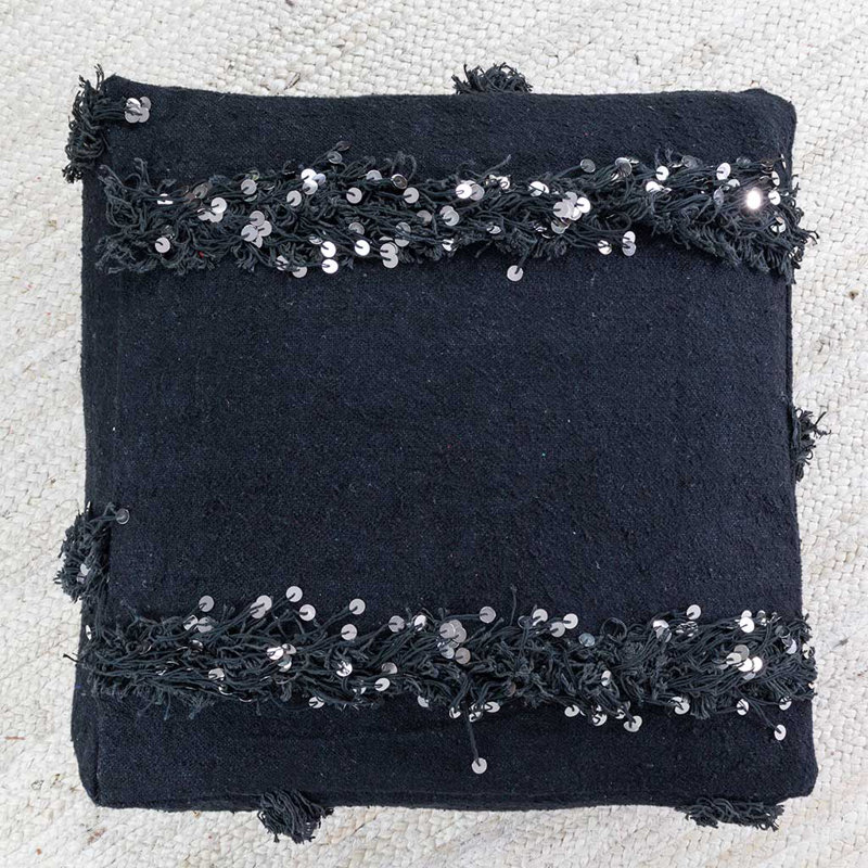 Repose-pieds Bernina, Mélange de laine et de coton noir