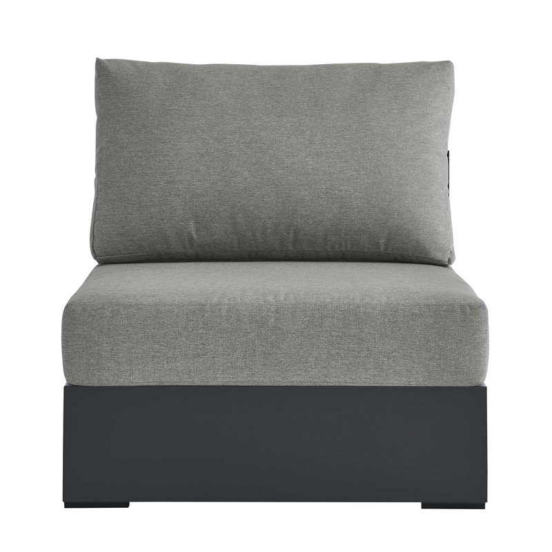 Gray Aluminum Armless Patio Chair with Weather-Resistant Cushions