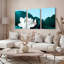Ensemble de 3 tableaux sur toile tendue représentant des fleurs de lotus blanches et des papillons, pour la décoration du salon et de la chambre à coucher.-293552285