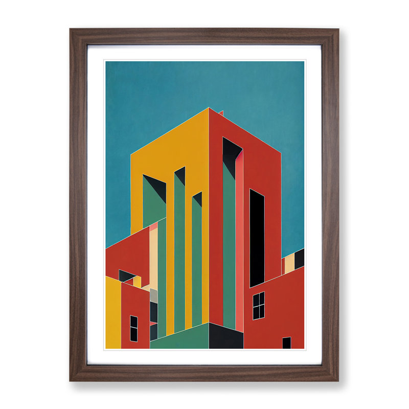 Bold Architecture No.3 Abstract - Single Picture Frame Print, 34cm H x 25cm W x 2cm D, Walnut
