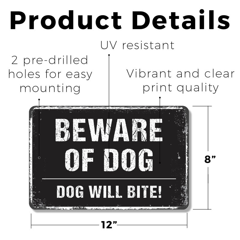 Panneau «Beware Of Dog» (paquet de 2) 8 po x 12 po