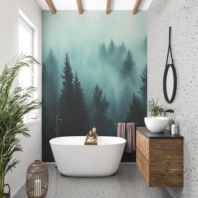 Deep Misty Forest Landscape, 117.96" L x 236" W