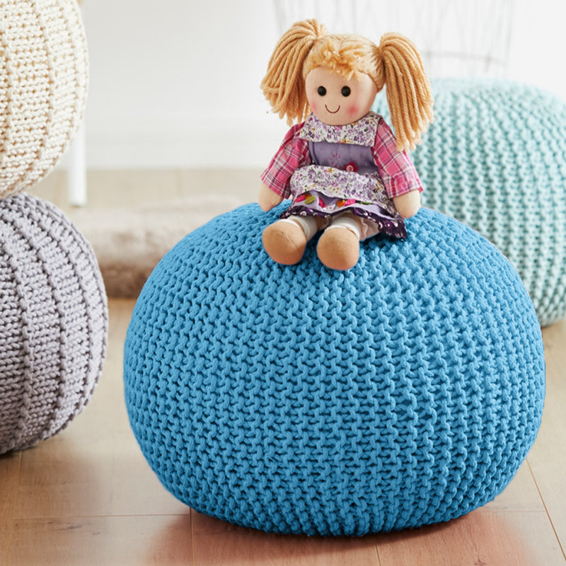 Repose-pieds rond 15,74 po, 100 % coton bleu