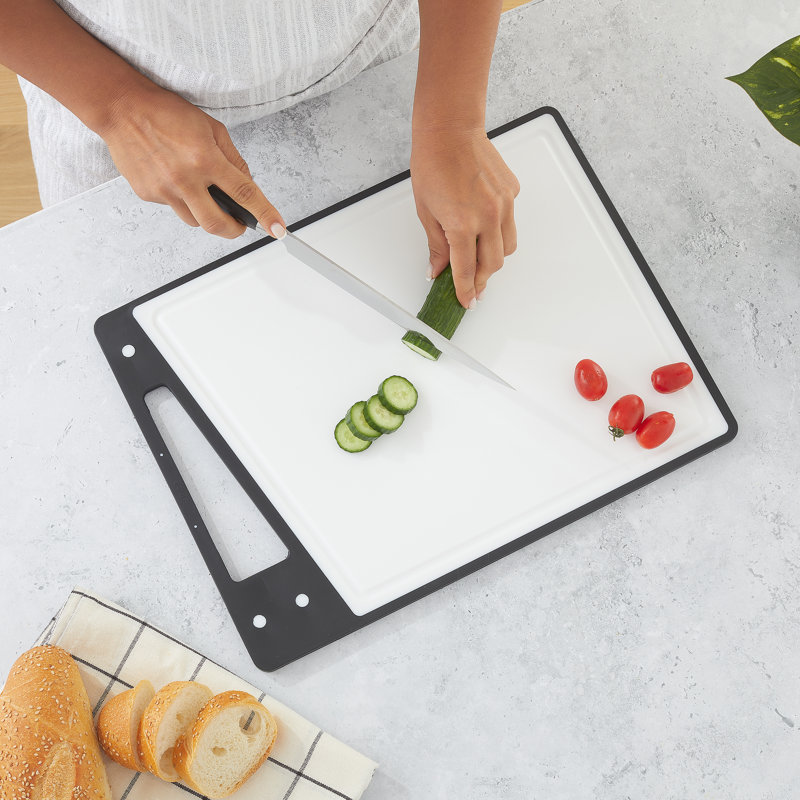 JoyJolt Black and White Plastic Cutting Board Set