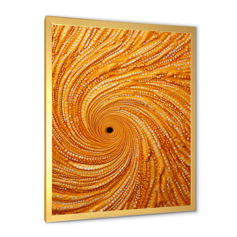 Abstract Spiral Reverie III - Abstract Collages, art mural, Cadre doré simple, H 32 po x l 16 po x P 1 po