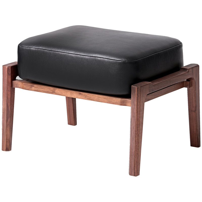 Alva Ottoman, Natural Walnut, Black