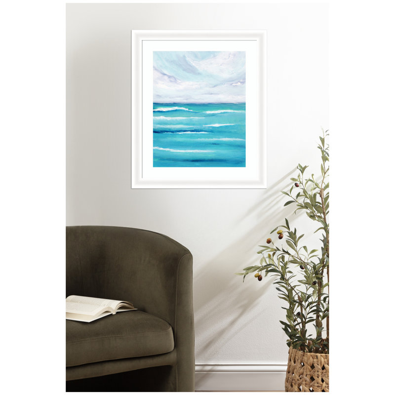 «Evening Ocean Waves» par Nikita Jariwala, reproduction d'art encadrée