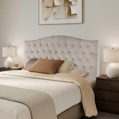 Button-Tufted Upholstered Headboard with Wall-Mount Option