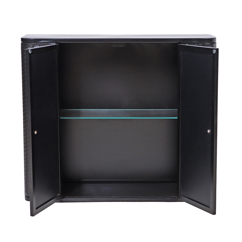 Bathroom Storage With 2 Mirrors And Open Shelf, Frame, Mid-Century Modern, Antique Black, 28.12 In Depth, 8.38 Width Cabinet Mirrored Doors Design, Black Color, Powder Coated Finish, Deep, 25.04 Lb