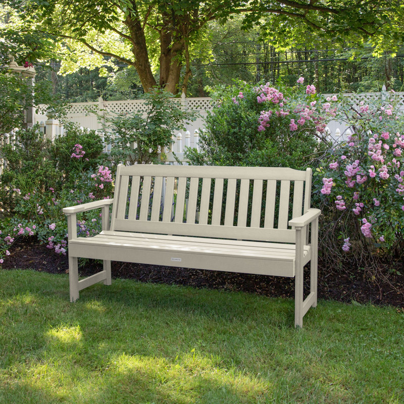 Banc de jardin en plastique Arbnora, Blanc délavé