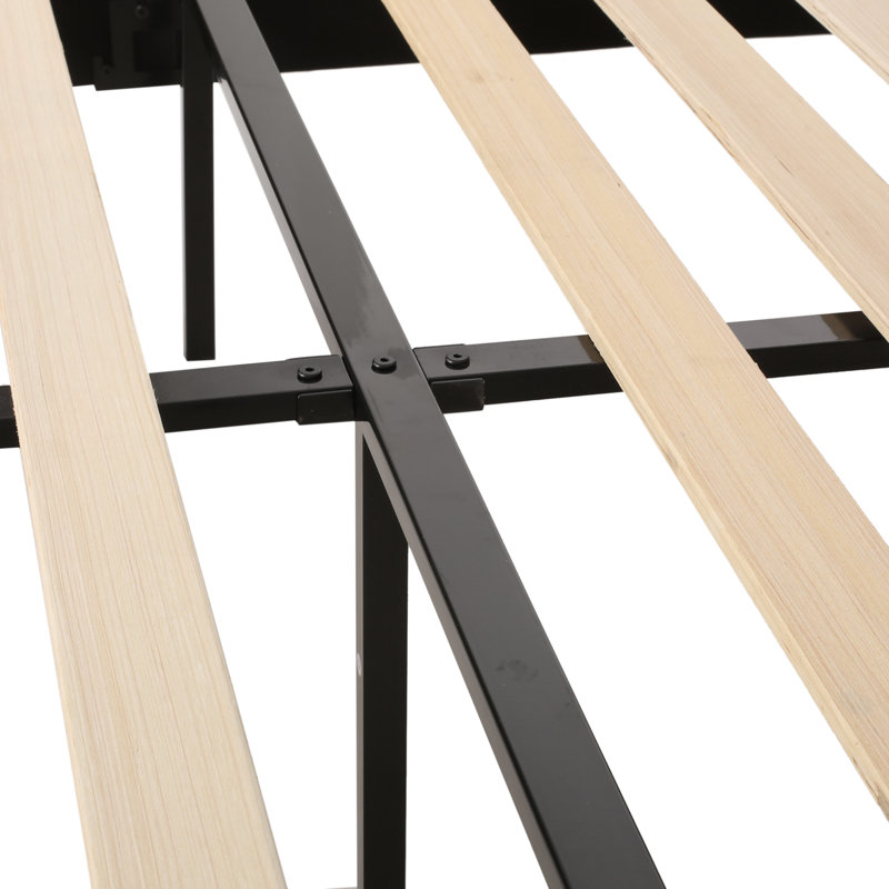 Lit plateforme tapissier Cholet, Noir, Grand