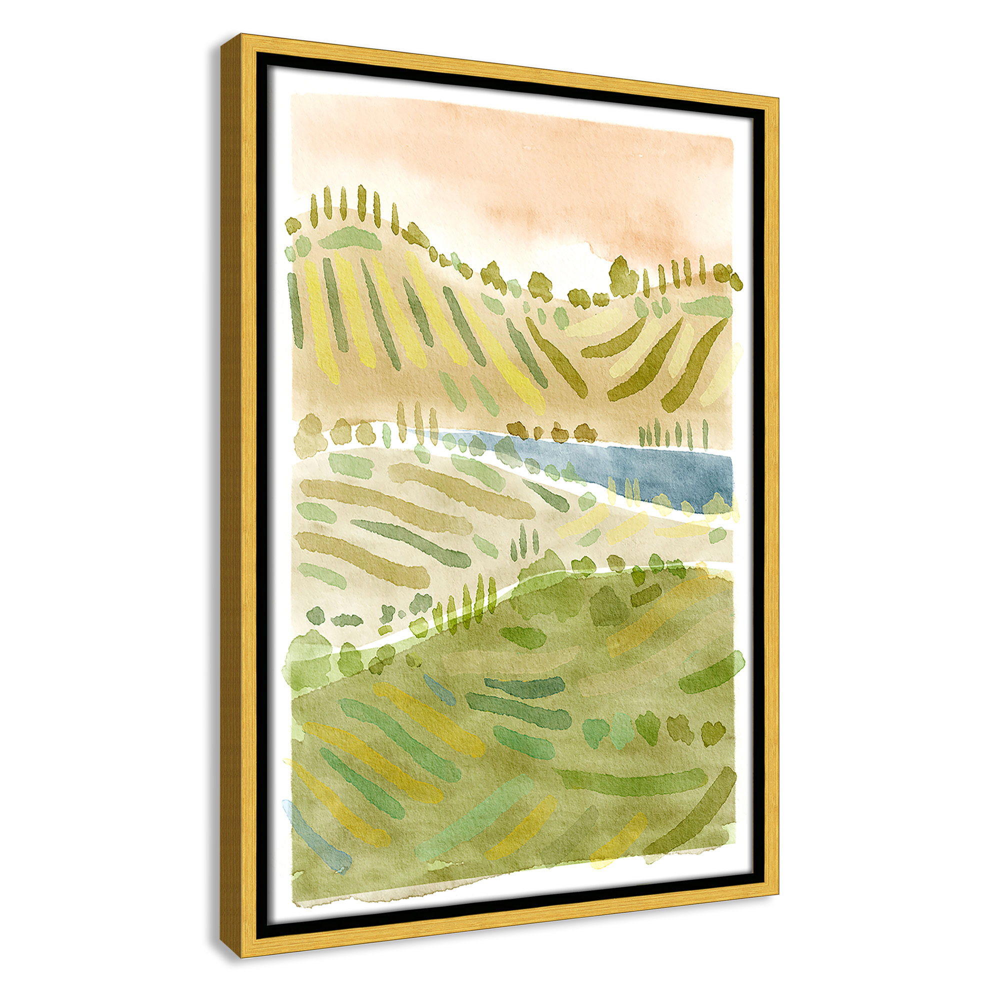 Tuscan Countryside Print by Leah Straatsma, 19.5" H x 13.5" W x 2" D, Gold Floater Framed Canvas, No Mat