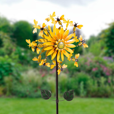 Sunflower & Bees Wind Spinner, 75in