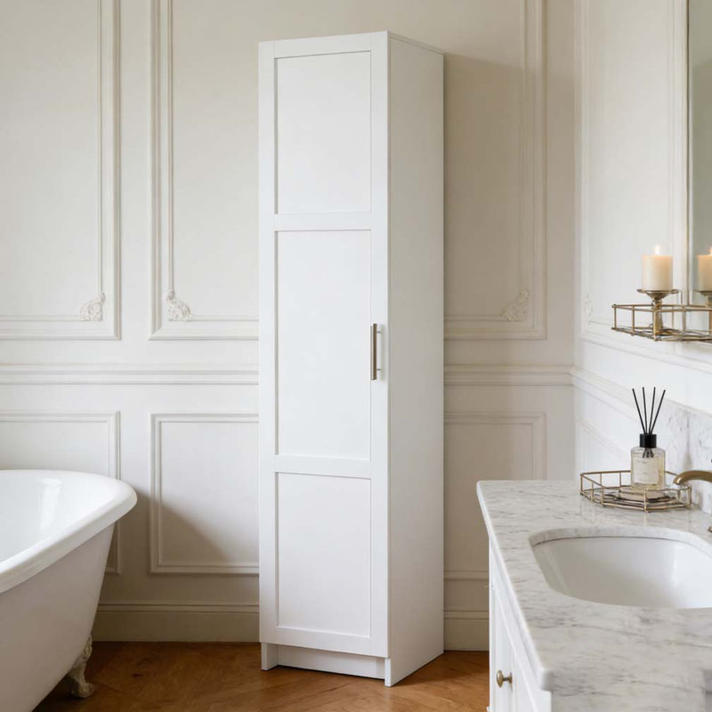 Armoire de rangement haute et étroite, Blanc