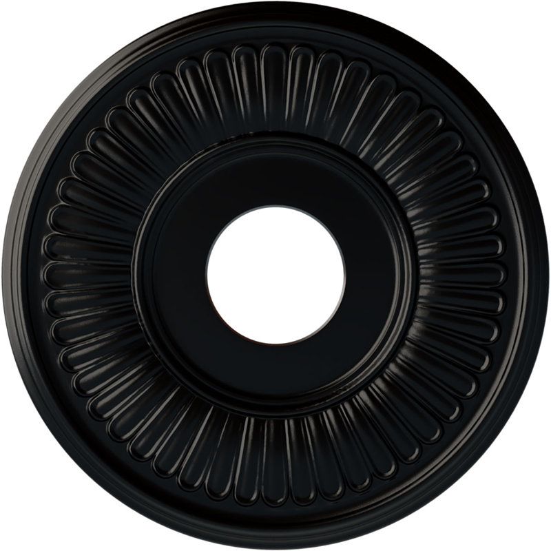 Jet Black Hand-Painted Polyurethane Ceiling Medallion, 15.75"