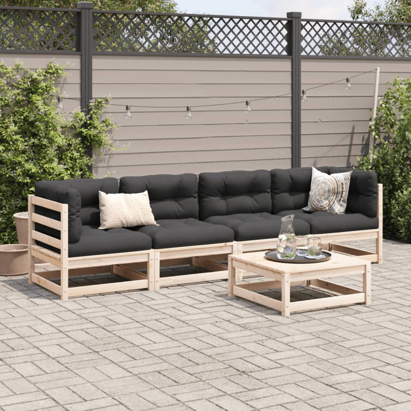 Melby 70cm Wide Rectangle Patio Sofa, Black, Grey
