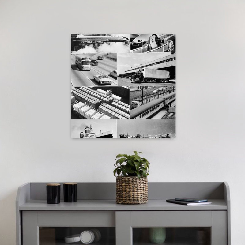 1960S Montage Of Various Forms Of Transportation Classic Retro Vintage Ocean Wall Art, H 18 po x l 18 po