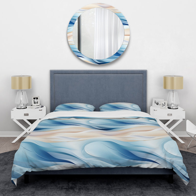 Coastal Harmony I - Ensemble de housse de couette à motif abstrait - Microfibre de polyester