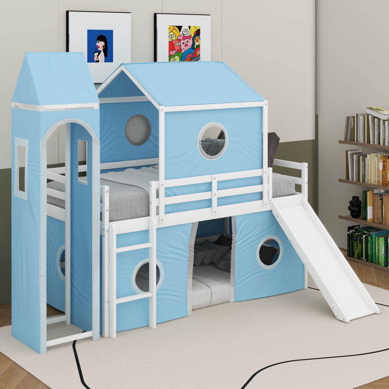 Lit mezzanine avec glissade et tour, Lit simple