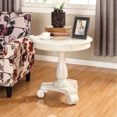 Table d'appoint en bois massif blanc de 26 po x 26,5 po