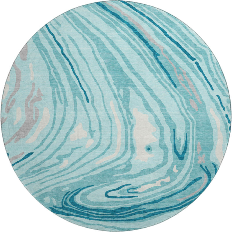 Premium Machine Washable Cossette AMF1051 Swirls Rug, Round 8'