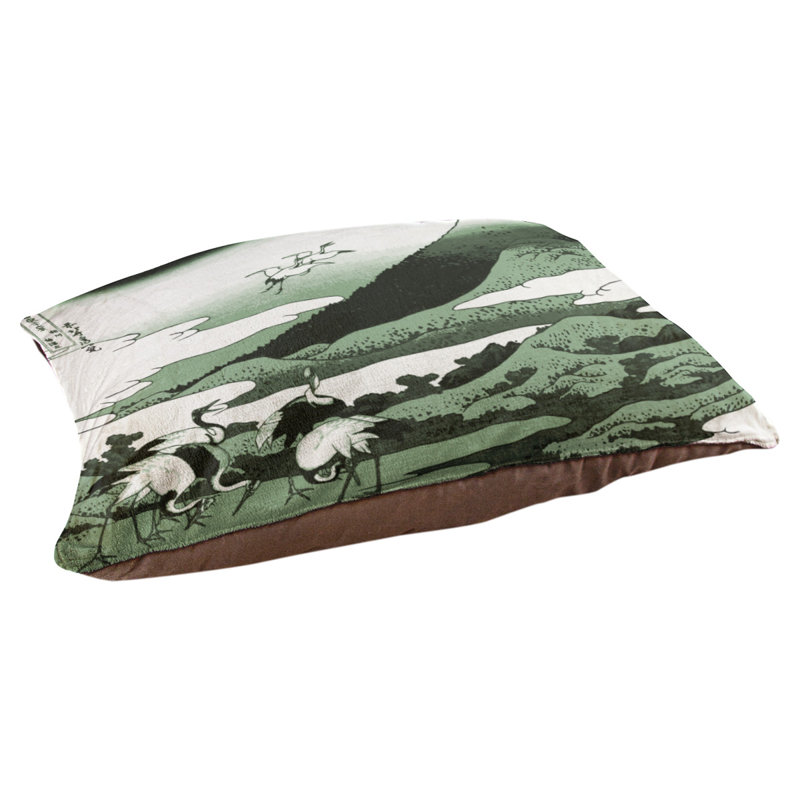 Coussin de concepteur japonais pour grues Burkart, L 19,5 po x l 29,5 po, Vert / brun foncé
