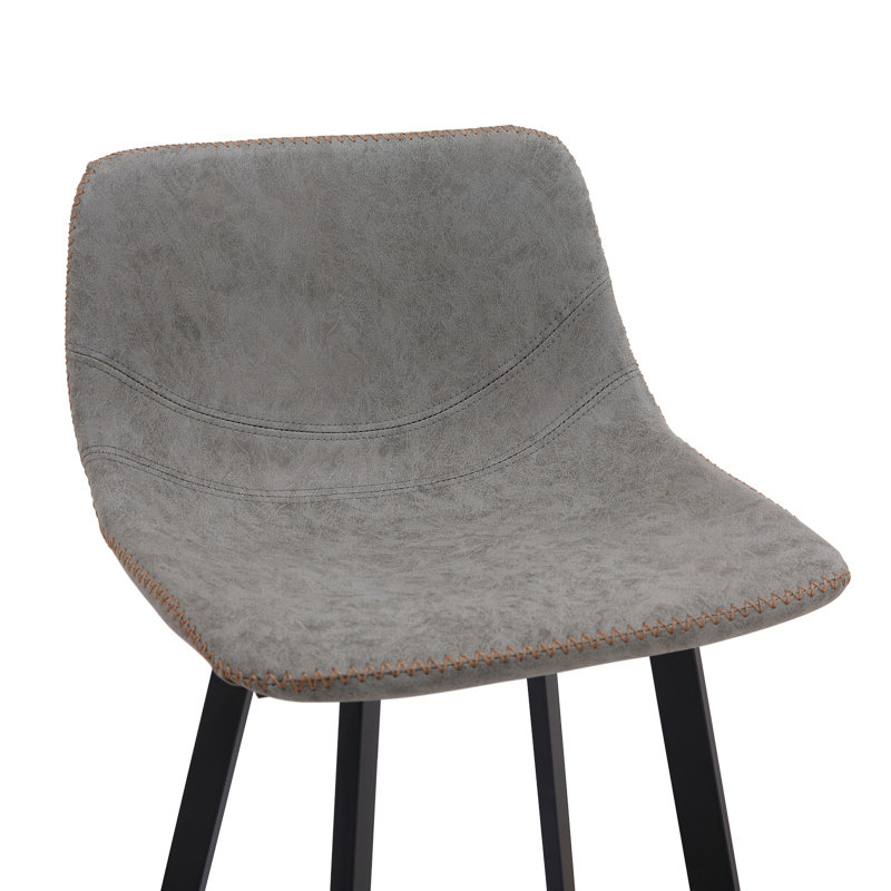 Fulcher Upholstered Counter Stool with Metal Frame, Grey