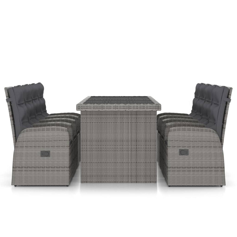 Ensemble repas 8 personnes avec coussins Finisheo, Glass, Gray/Black, 8