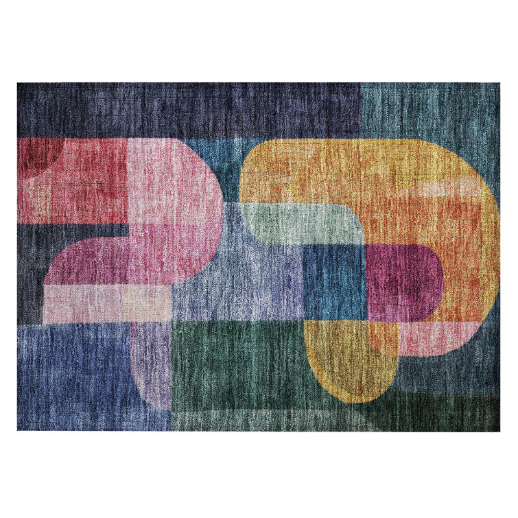 Machine Washable Indoor/Outdoor Chantille ACN1122 Green Rug