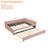 Upholstered Daybed With Trundle,Sturdy Wooden Bed Frame, Modern Diamond Grid Design,For Bedroom, Guest Room (Pink)-1941830790