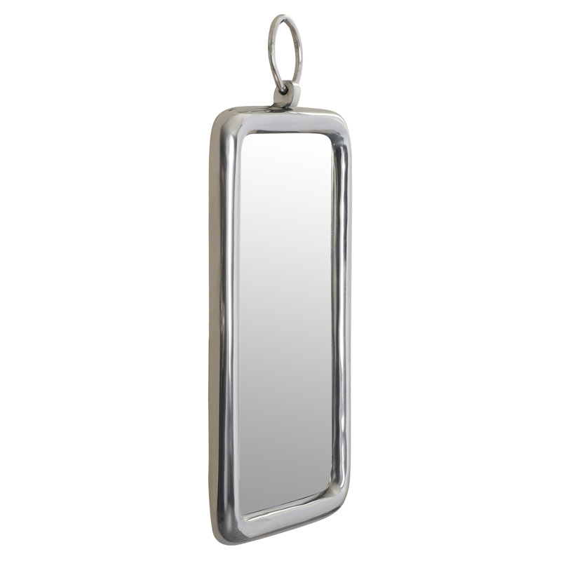 18" x 11" Society Chic Silver Wall Mirror w/ Metal Frame and Ring Detail, for Contemporary Home or Office Decor, Modern Wall Decor, Metallic Accent, Living Room, Entryway, Bathroom, Bedroom, Dresser Tray