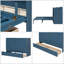 Grand lit escamotable bleu marine élégant avec tiroir de rangement et prises USB - Lit mural peu encombrant pour chambres d'amis, bureaux à domicile et plus encore-126541054