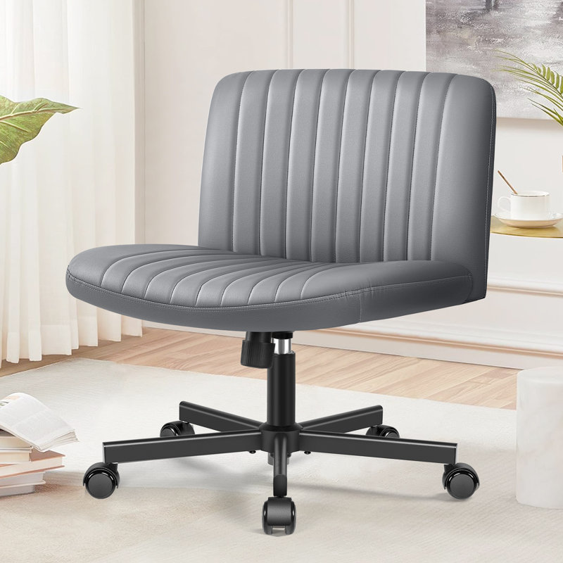 Wheeled Wide Seat Leisure Office Chair, Gray