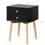 Table de chevet 2 tiroirs avec pieds en bois d'hévéa, rangement noir Mid-Century et armoire-1388598421