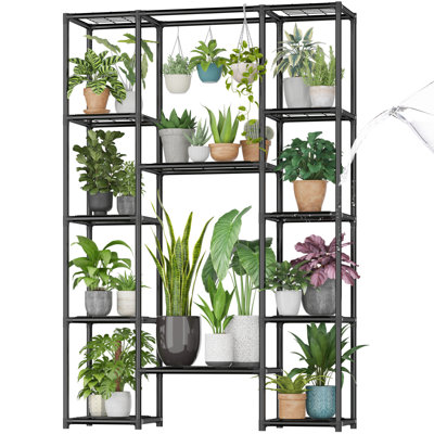 Black 62" Metal Plant Tower: Waterproof Indoor/Outdoor Shelf & Hanging Cabinet for Living Room, Balcony, Garden by Arlmont & Co.