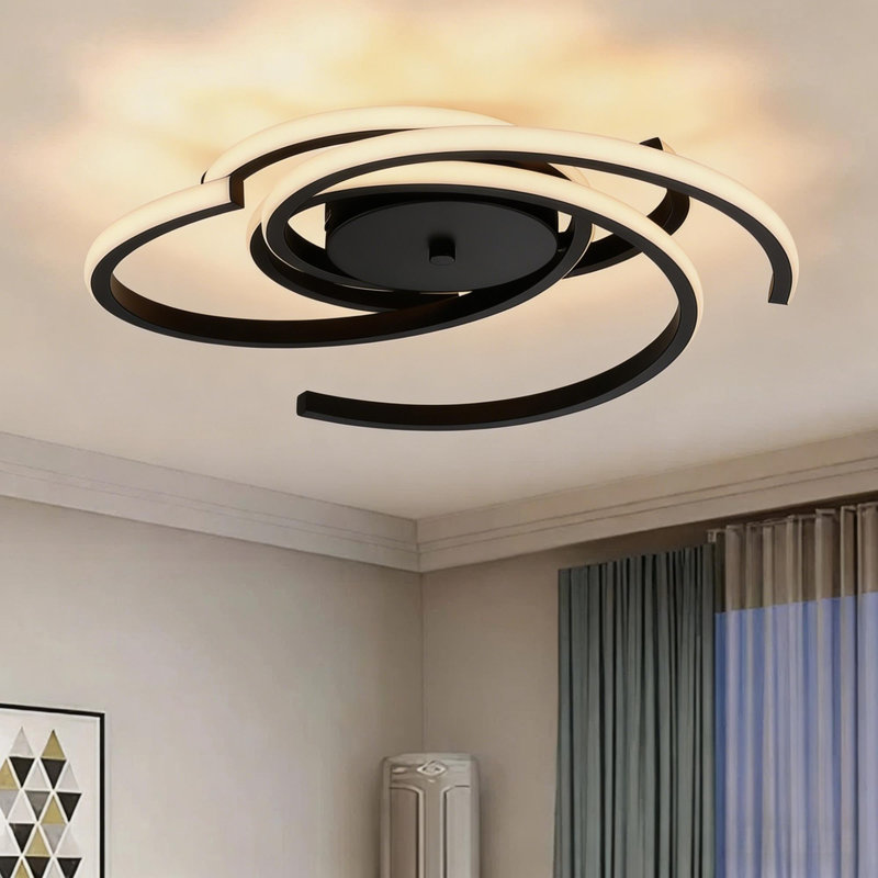 Modern Spiral Led Ceiling Light, 22" 45w Dimmable Flush Mount Ceiling Lamp For Bedroom Living Room Bathroom Dining Room