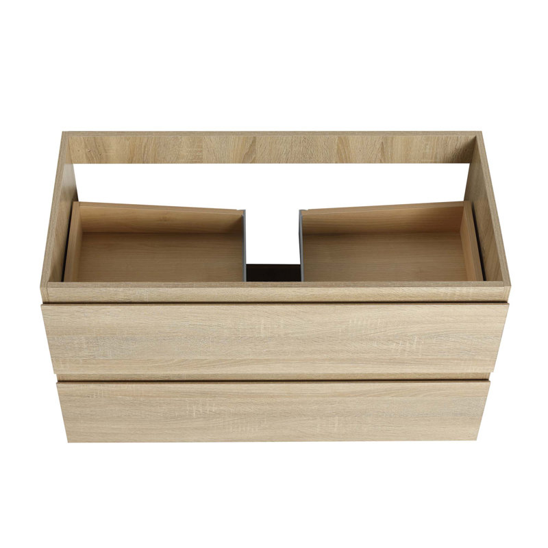 Meuble-lavabo mural en bois, Chêne clair