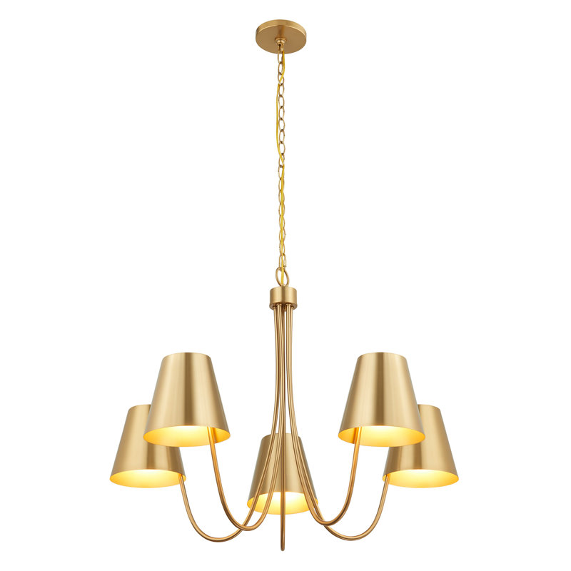 Ontonio 5-Light Chandelier in Natural Brass, Natural Brass