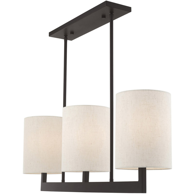 Lustre classique à 3 lumières avec abat-jour, Bronze