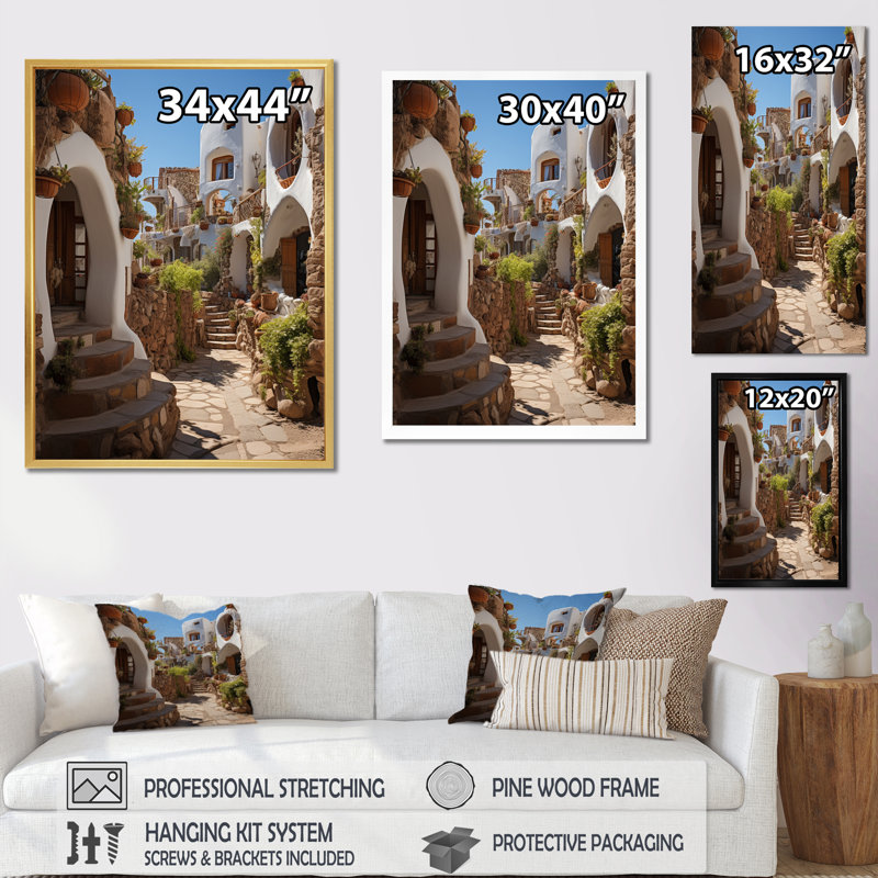 Espagne Espagne Village II - impression, Encadrement doré, H 44 po x l 34 po x P 1,5 po