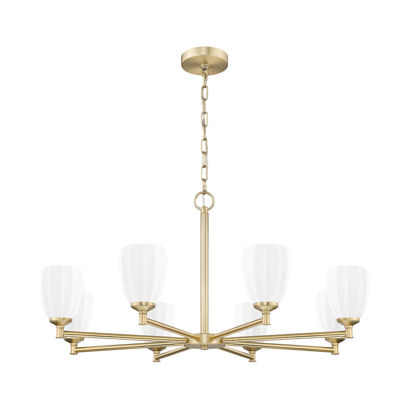 Mattera Modern Chandelier, Gold, 19.25" H x 42" W x 42" D, 8 Lights