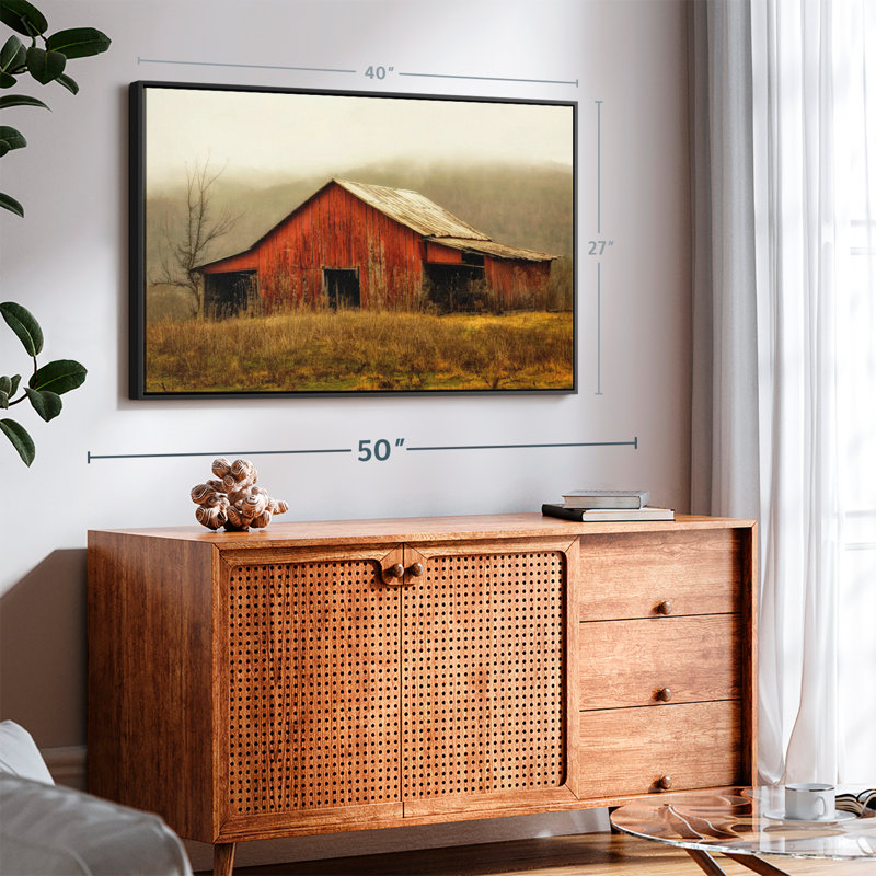 Architecture «Skylight Barn In The Fog Wall Art», H 27 po x l 40 po