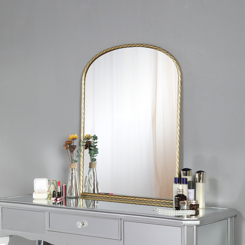 Metal Arch Wall Mirror, Gold, 40" x 34"