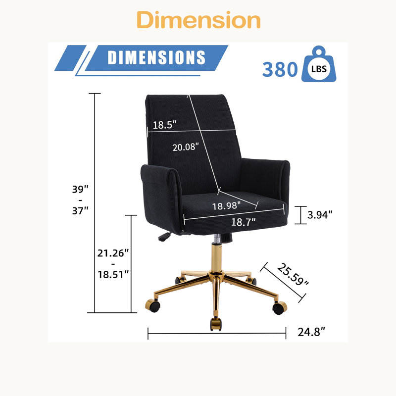 Mid-Back Liftable Office Chair And Ergonomically Designed, Is An Excellent Choice For Working, Studying Or Relaxing, Black