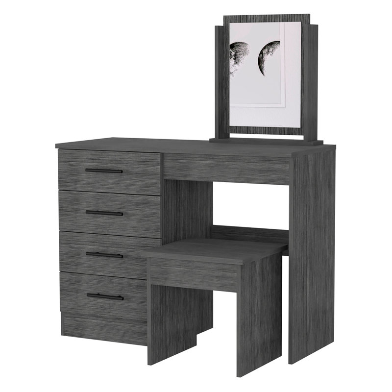 Coiffeuse Stonington à 4 tiroirs avec tabouret Smokey