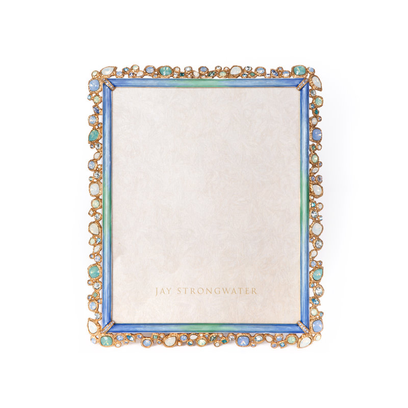 Bejeweled Collection Metal Picture Frame, 8" x 10", Blue