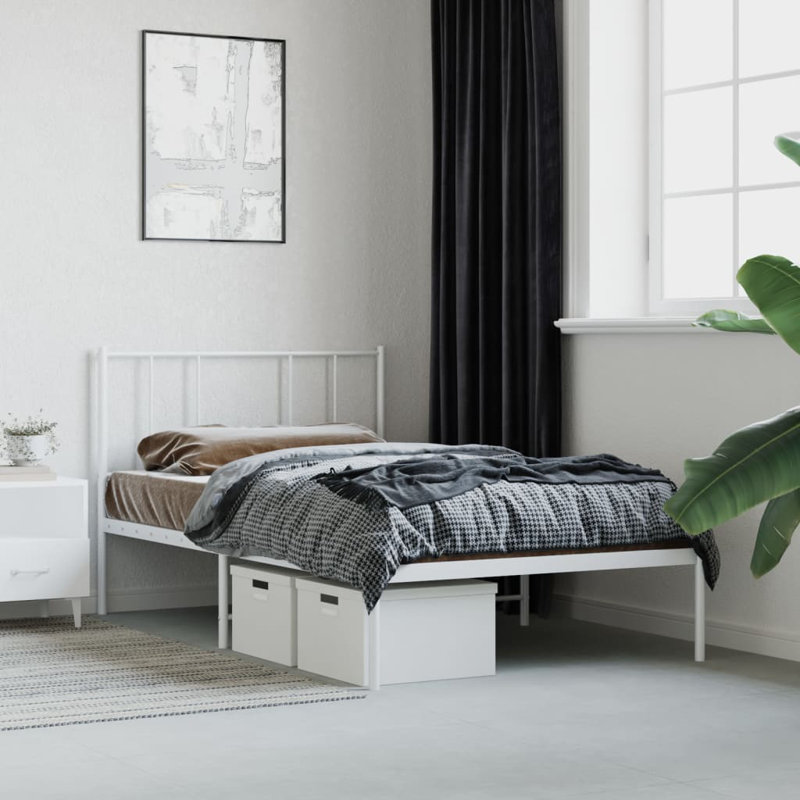 Lokesh Metal Bed, 100 x 190 cm, White
