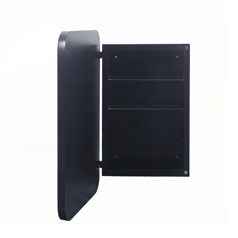 Armoire à pharmacie en métal avec miroir et tablettes réglables avec rangement pour salle de bain, Noir mat